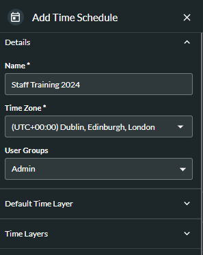 add a time schedule