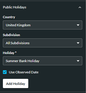 Public holidays