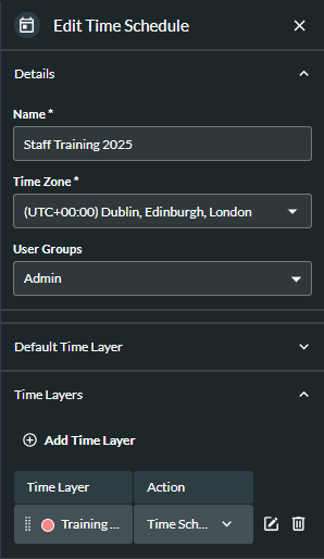 edit a time schedule