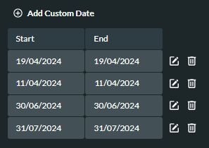 Add the custom date