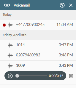 Clicking the play button to play a voicemail message.